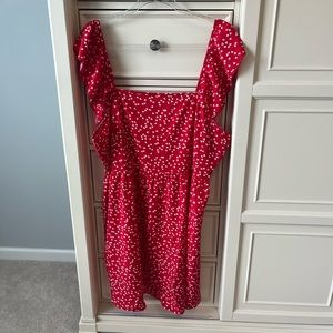 SHEIN short red dress with white pattern, size 3X